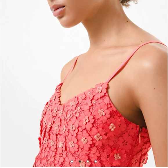 Michael Michael Kors Embellished Coral Peach Size Large Dress - Picture 6 of 14